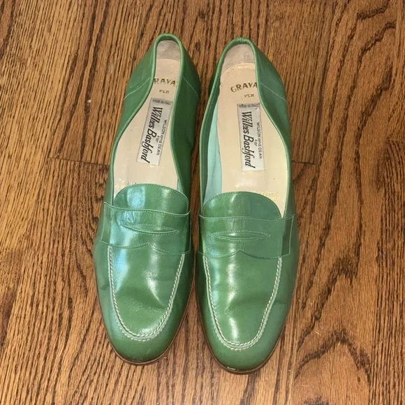Vintage Green Leather Loafers - Picture 1 of 3